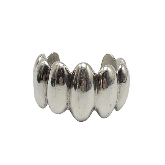 Taxco Jewelry - Vintage Taxco Mexican Sterling Silver Cuff Bracelet 86 grams Wide Ribbed Design